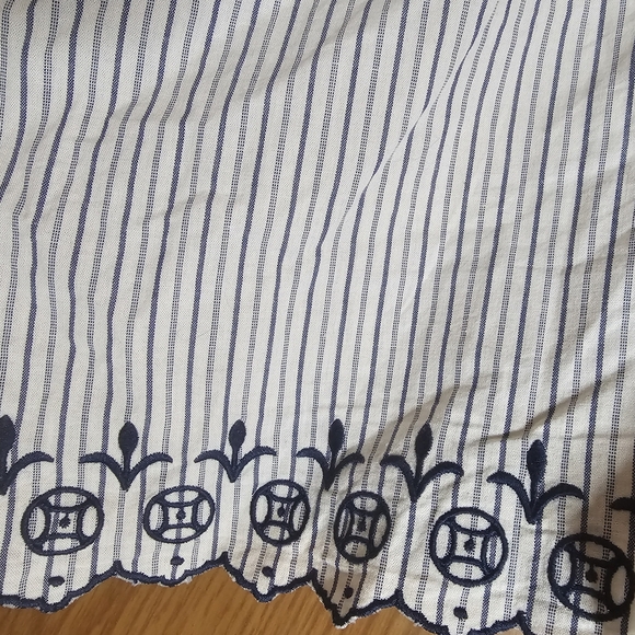 Madewell High Waist Striped Shorts with Navy Blue Embroidery Size Xl 100% Cotton - Picture 6 of 9